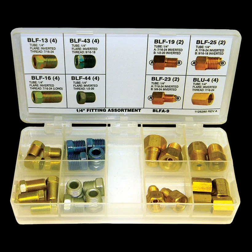 BLFA-9 – AGS Tube End Fitting Nut, Assortment 26 Piece For Use With 1/4 Inch Brake Line Systems